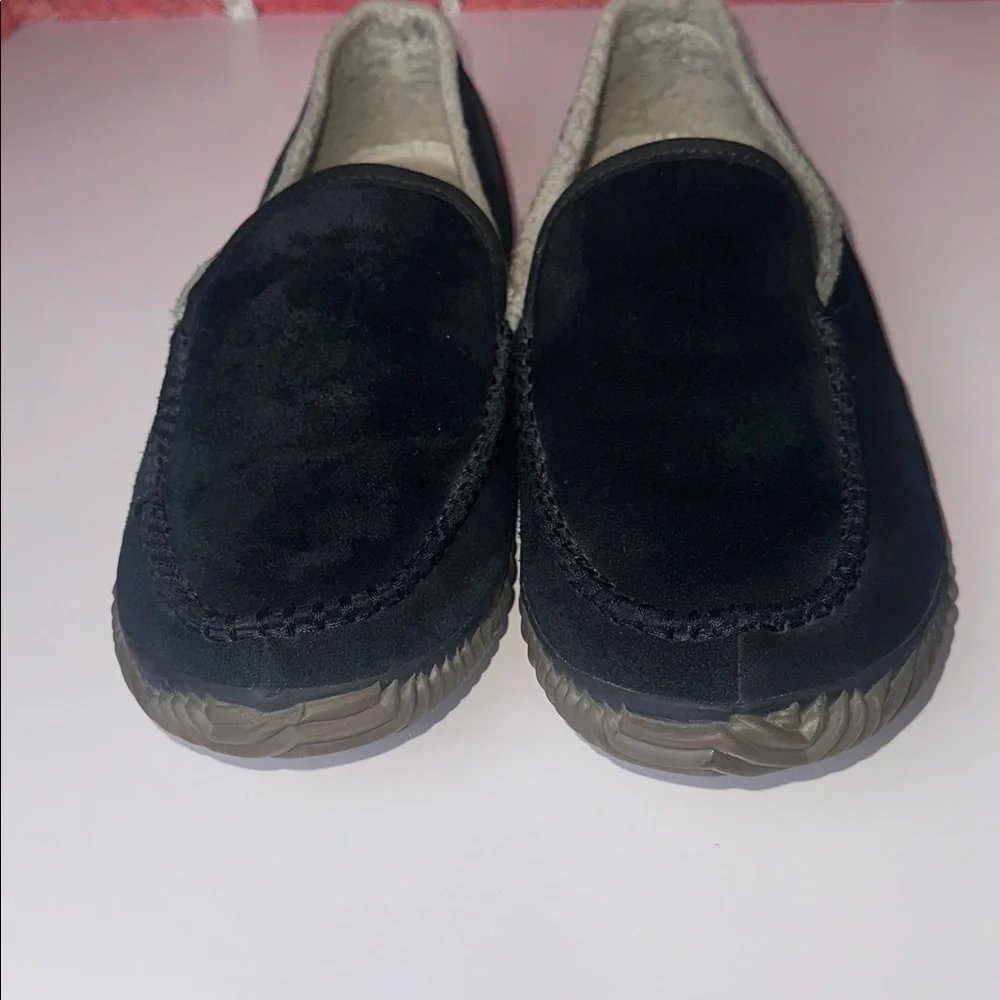 Sorel Men’s Slip-On Shoes Size 10 Black Suede Sherpa Lined Comfort Loafers
